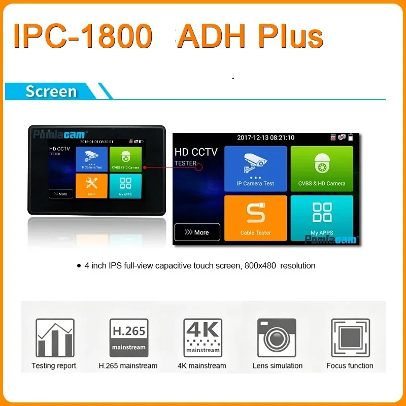 IPC-1800ADH CCTV IP Tester 5 IN 1 8MP TVI AHD CVI Analog IP CCTV Camera Tester Security Tester Monitor Video Audio Test PTZ