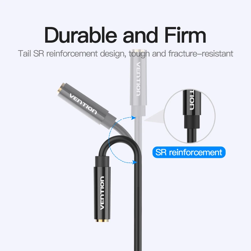 Vention Audio Extension Cable Headphone Splitter for Computer 3.5mm Female to 2 Male 3.5mm Mic Splitter Headset to PC Adapter 1m