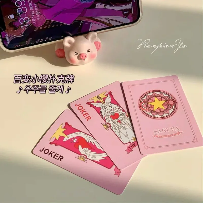 Śliczny Kawaii Cartoon Cardcaptor Sakura różowy Clow gra karciana kolekcja animacji gra w karty zabawki rekwizyty prezent urodzinowy