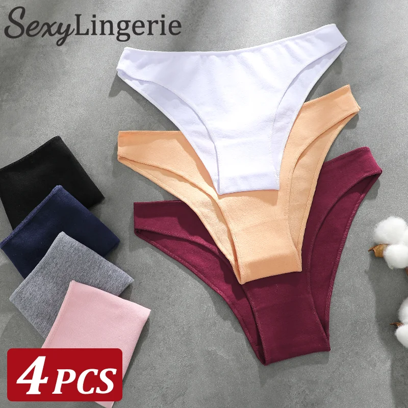 4Pcs frauen Nahtlose Baumwolle Slip Dessous Frauen Sexy Höschen Einfarbig Atmungsaktive Unterwäsche Weiblichen Niedrigen Taille Weiche Dessous