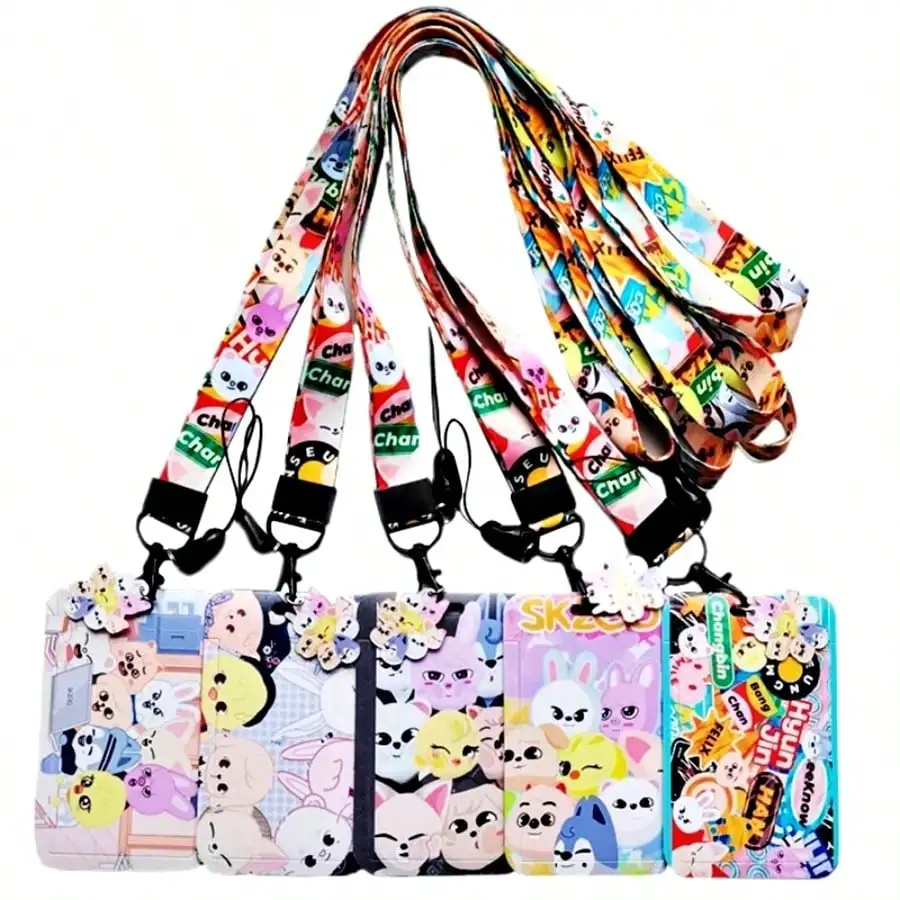 

Набор карт Skzoo Kpop для фанатов Stray с подвесным шнурком: аксессуар для мобильных устройств, студенческих проездных, карт питания и ID-карт. Идеальный подарок SK для фанатов.