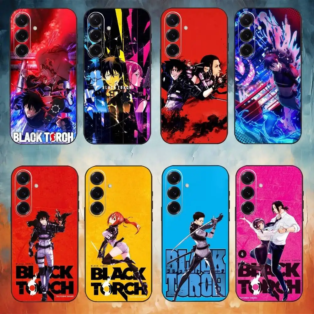 B-black T-torch Anime Phone Case For Samsung GalaxyA13,21s,22,31,32,52,53,71,72,73,Soft Black Cover