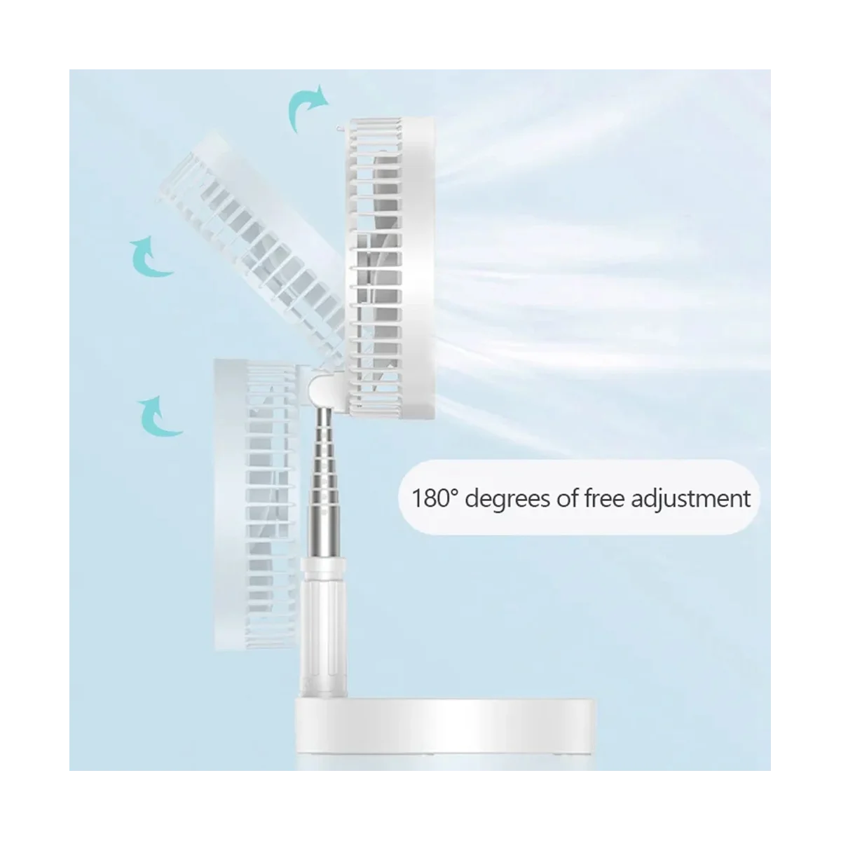 7200MAh مروحة محمولة قابلة للشحن مروحة تلسكوبية صغيرة قابلة للطي منخفضة الضوضاء مروحة تبريد كهربائية للمنزل في الهواء الطلق C-A59E