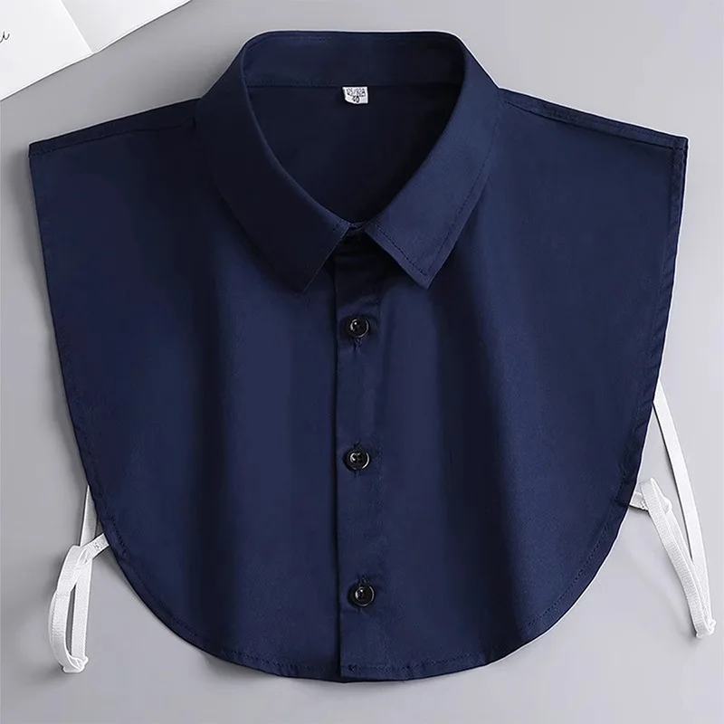 Blue Fake Collar Blouse Elegant Ruffle Edge Blouse Versatile Adult Shirt Exquisite Solid Color Shirt Independent Packaging Shirt