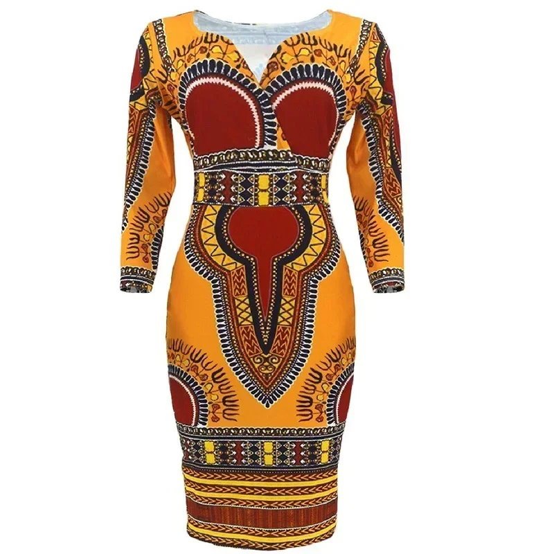 European and American womens African dress New va va voom printed ethnic dress