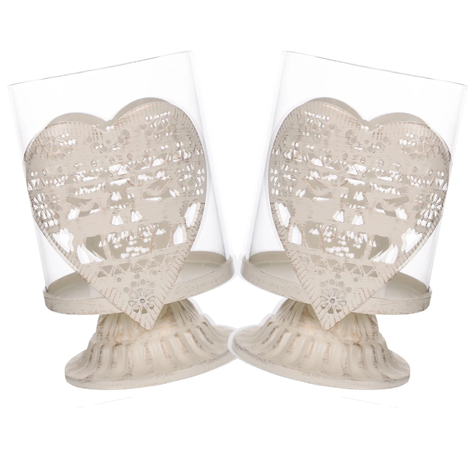 

2Pcs Heart Style Xmas Holder Delicate Party Stand Dining Table Decoration Romantic Atmosphere Desktop Candleholder
