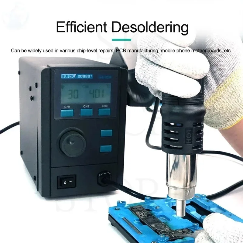 

QUICK 2008D+ Hot Air Desoldering Station Rotating Soft Whirling Wind Air Gun For BGA Reballing SMD Phone Motherboard Repair Tool