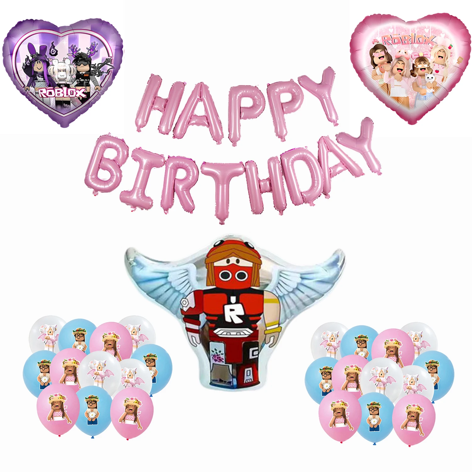 Roblox 생일 파티 풍선 라텍스 알루미늄 필름 풍선 세트 어린이를위한 베이비 샤워 생일 파티 장식 용품 선물