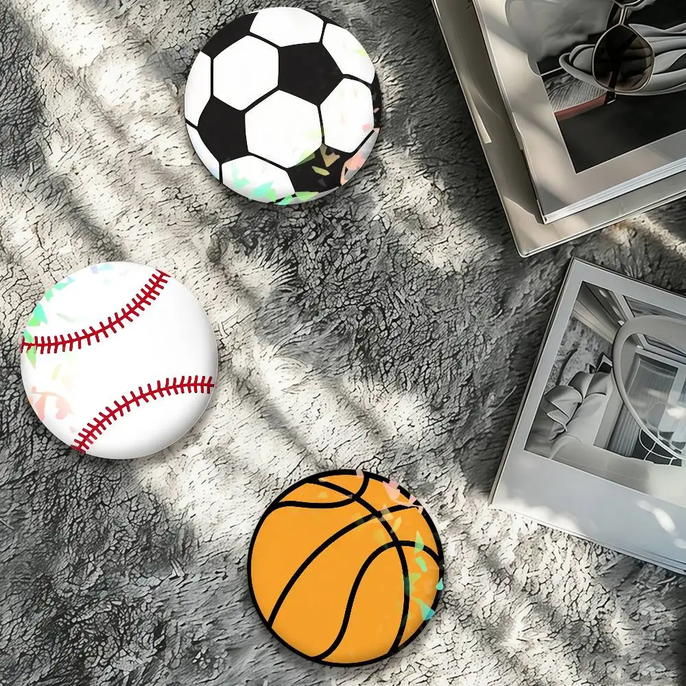 Football Basketball Baseball Beach ball Volleyball Laser Badge Creative Pins Brooch for Bag Clothes Hat Decor Gifts Fans Collect