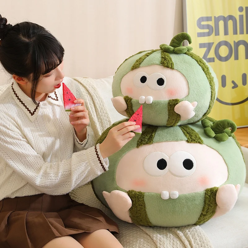 

Simulation Cute Watermelon Doll Cartoon Eat Melon Masses Plush Toy Kawaii Stuffed Soft Fruit Pillow Room Sofa Deco for Kids Gift