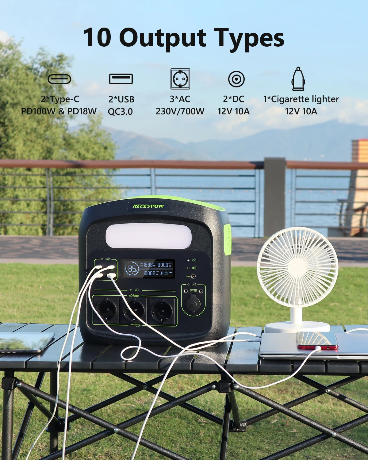 N7576 Tragbare Powerstation 700W 460,8Wh Solargenerator LiFePO4-Batterie, für Notstromversorgung zu Hause, Outdoor-Camping, mobile Stromversorgung – Detail 2