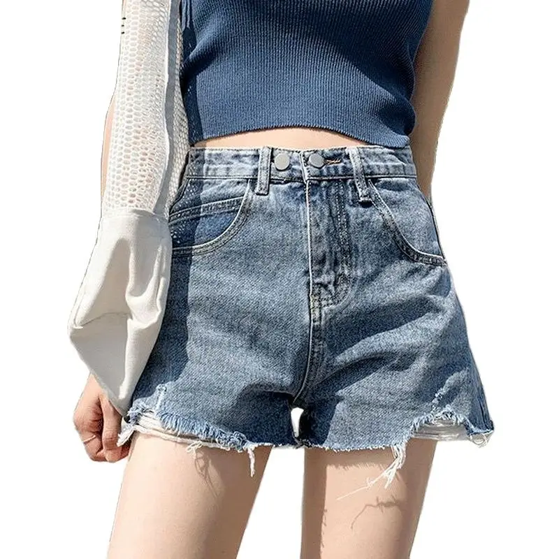 2023 New Black Shorts Women Design Korean Style All-match Fashionable Leisure Simple Denim High Waist Popular Newly Ladies Baggy