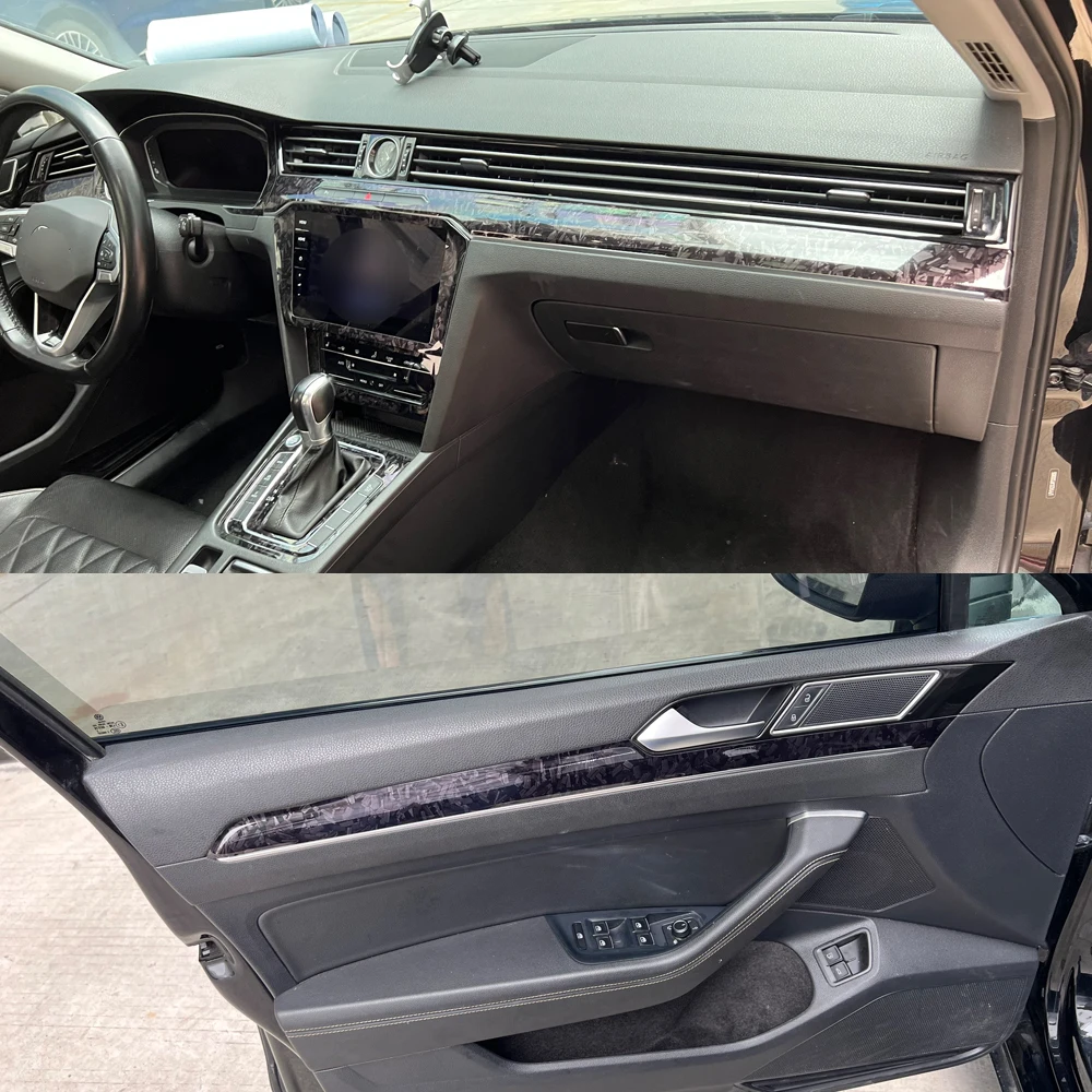 For Volkswagen Passat B8 2017-2023  Forged Carbon Fiber Pattern Interior DIY Trim Decals