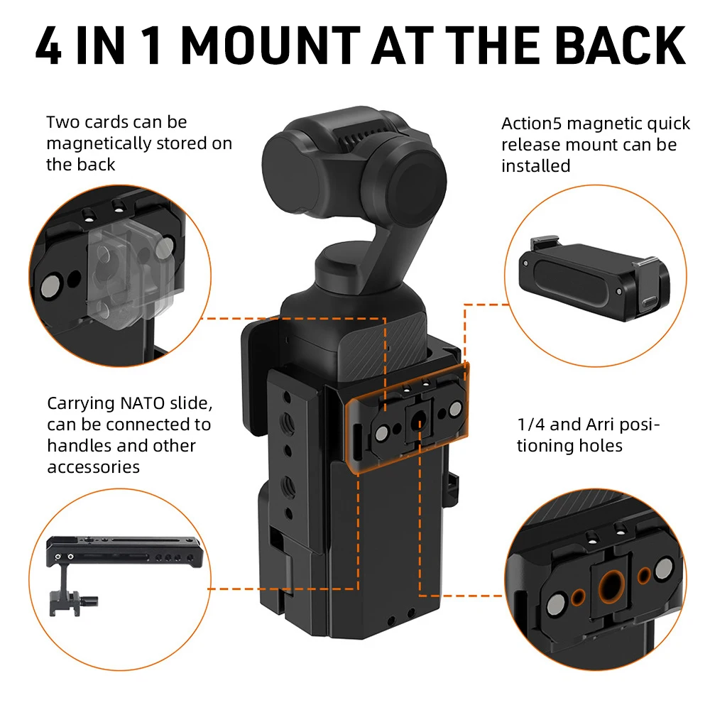 2025 محول توسيع الإفراج السريع لـ DJI Osmo Pocket 3 ملء ضوء ترايبود جبل مع الحذاء البارد 1/4 "مجموعة ملحقات المسمار