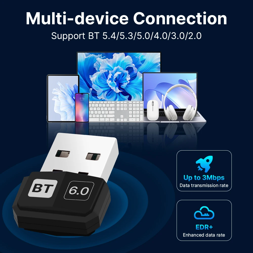 FENVI USB Bluetooth 6.0 Adapter for PC Windows 7/8/10/11 Bluetooth Receiver Transmitter for Keyboard/Mouse/Pc Laptop