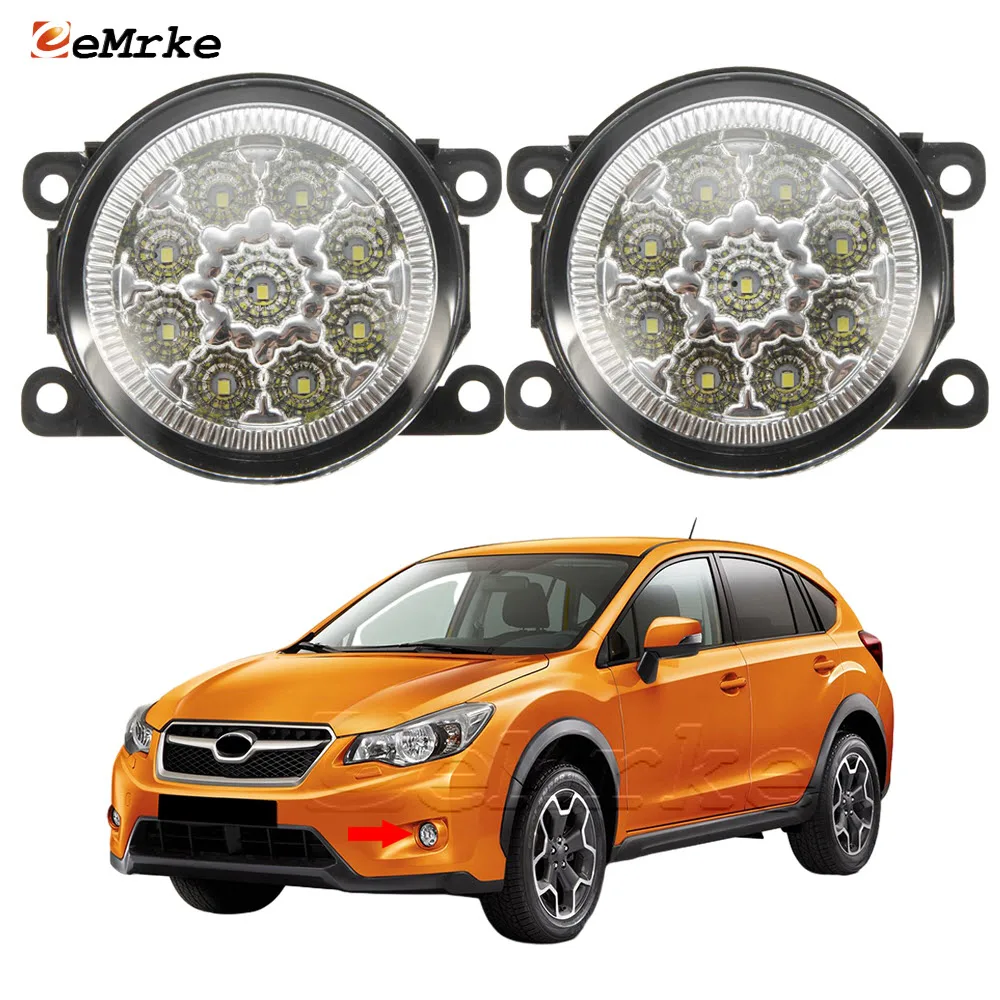 EEMRKE 2-Pieces Car Front Bumper Light DRL for Subaru XV Crosstrek / Crosstrek GP 2013 2014 2015 9 Led Fog Lights Assembly