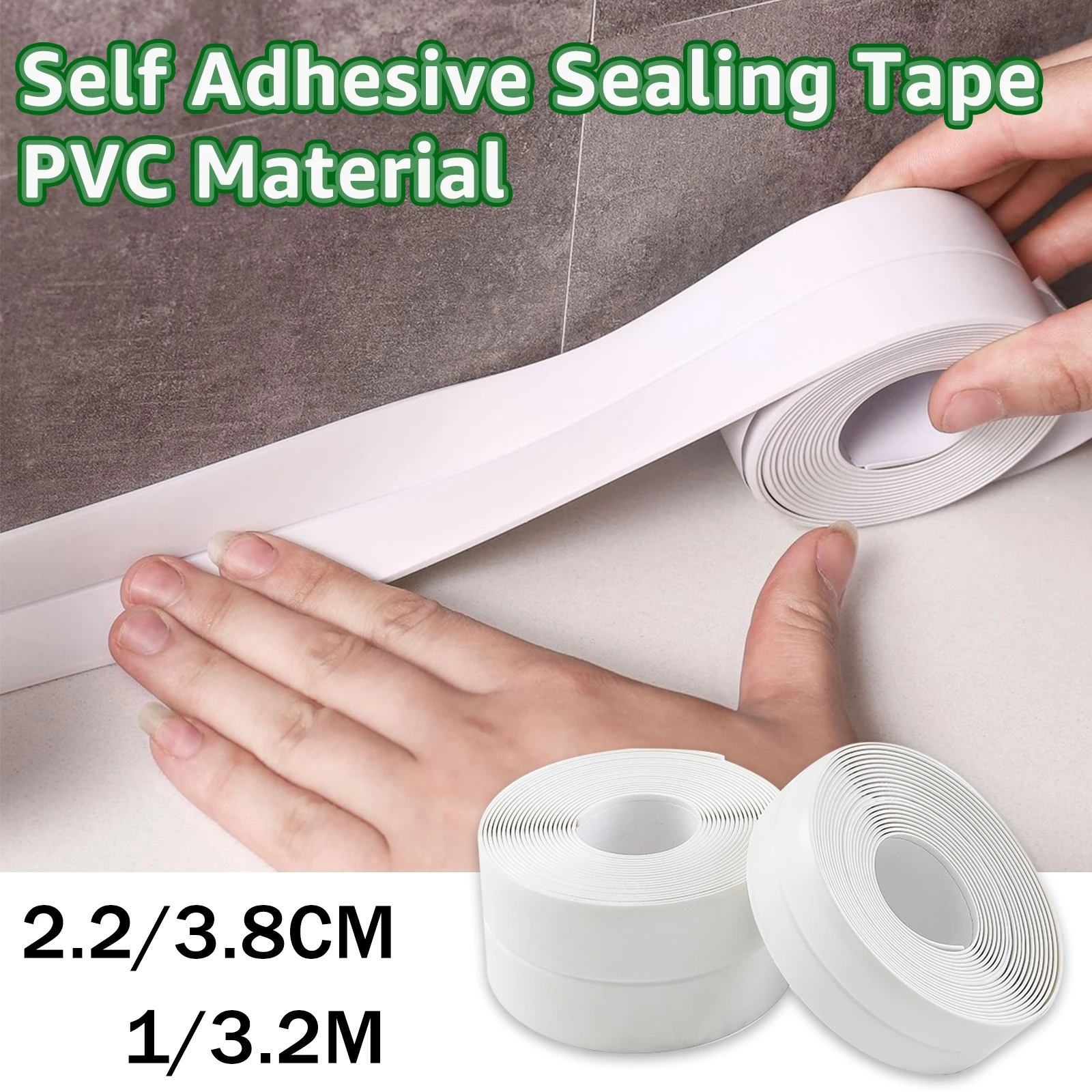 

Waterproof Self Adhesive Sealing Tape 2.2cm/3.8cm PVC Oil-Proof Kitchen Bathroom Sink Edge Caulk and Seam Wall Corner Line Tape
