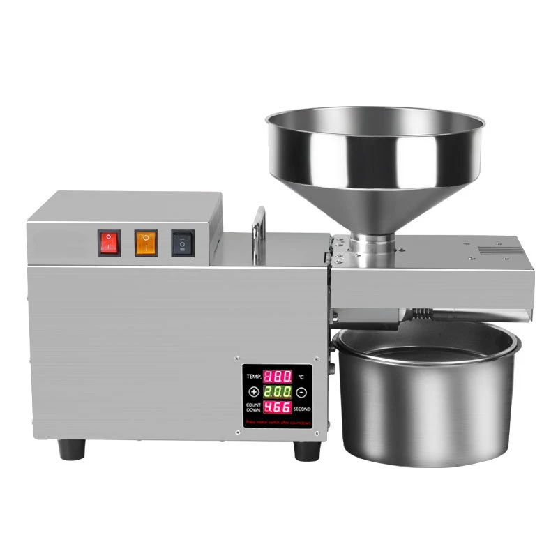 

110V/220V Oil Press 8-13Kg/H Commercial Linseed Peanut Oil Press Stainless Steel Intelligent Temperature Control Oil Press 1200W