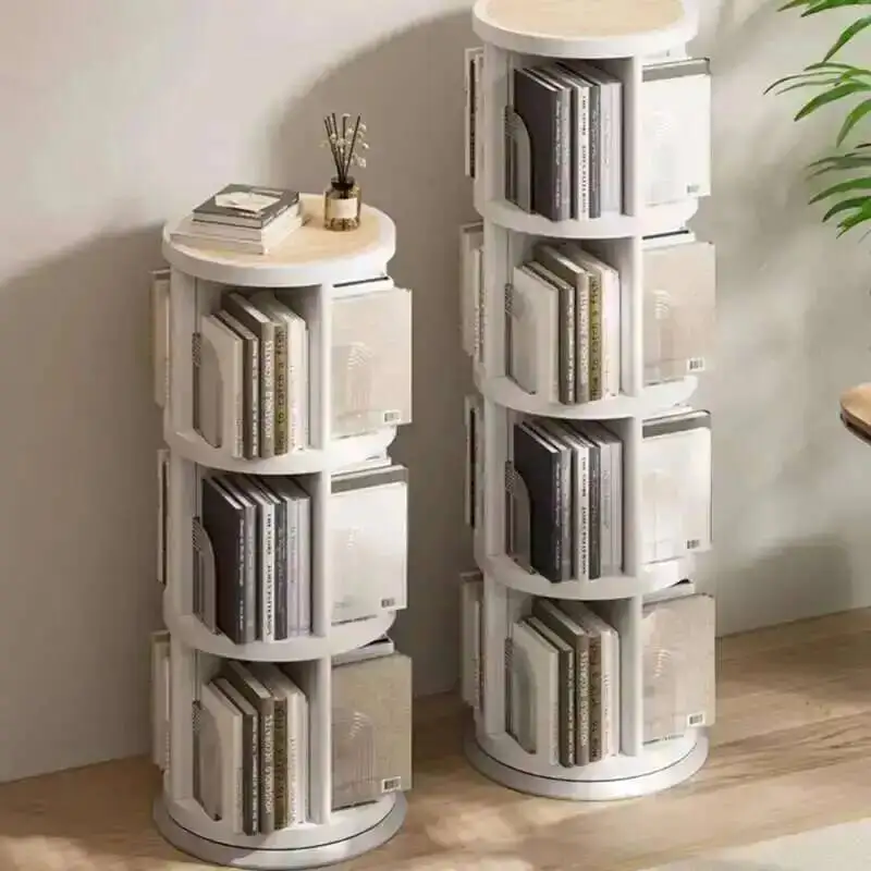 Para armários móveis quarto branco redondo estante livros prateleiras de exibição estante móvel rotativo modular estante organizador