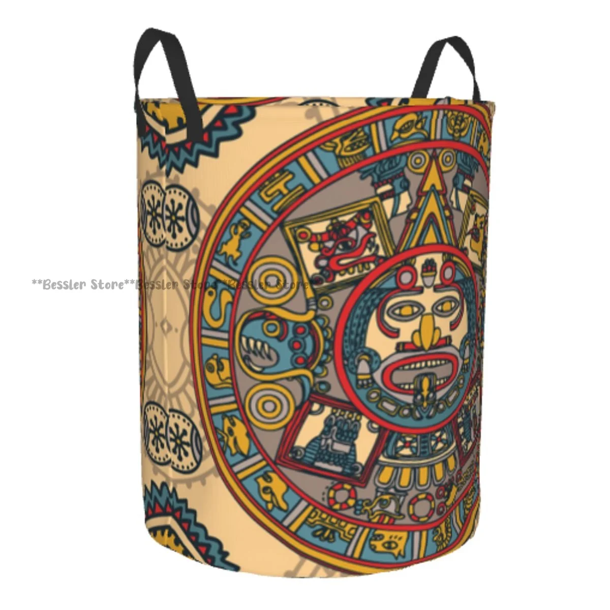 Mayan Ethnic Illustration Laundry Basket Folding Dirty Clothes Toys Storage Bucket Household