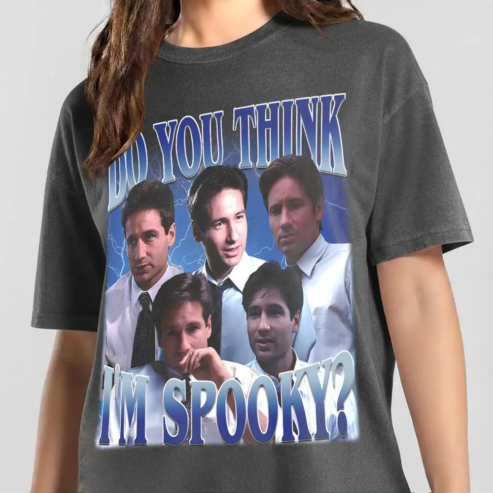 Fox Mulder Vintage Bootleg Do You Think I'm Spooky? Shirt The X-Files Tee, David Duchovny As Fox Mulder Funny Merch T-shirt
