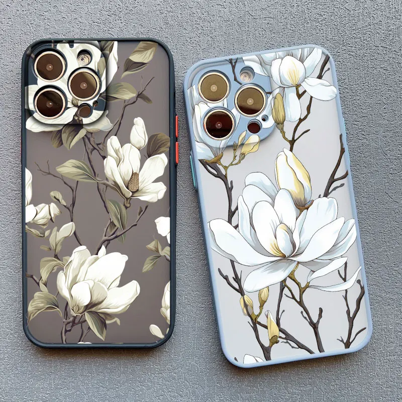 

Magnolia Flower Phone Case For iPhone 16 15 14 Plus Pro Max 13 12 11 Pro Max Mini X XR XS SE2020 8 7 Plus Shockproof Back Covers