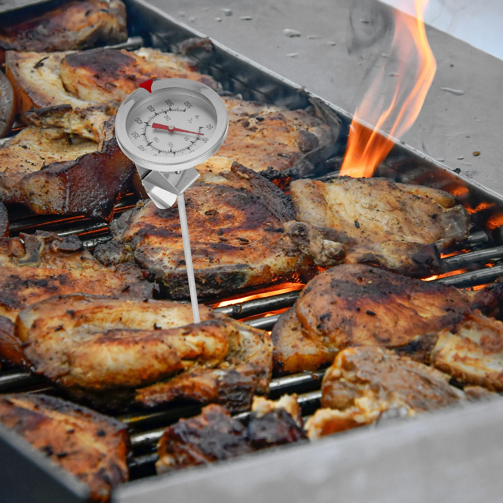 

1Pcs Professional Food Thermometer Stainless Steel Dial Rapid Temperature Measurement for Baked Grilled Cooking 30cm