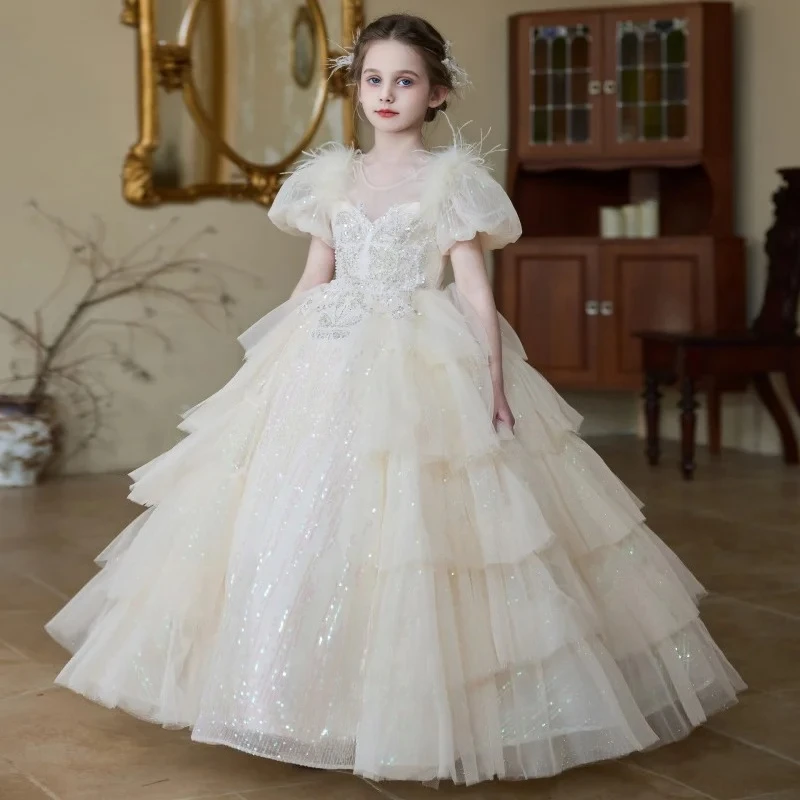

Girls' New High-End Luxurious Birthday Piano Performance Party Dress 2026