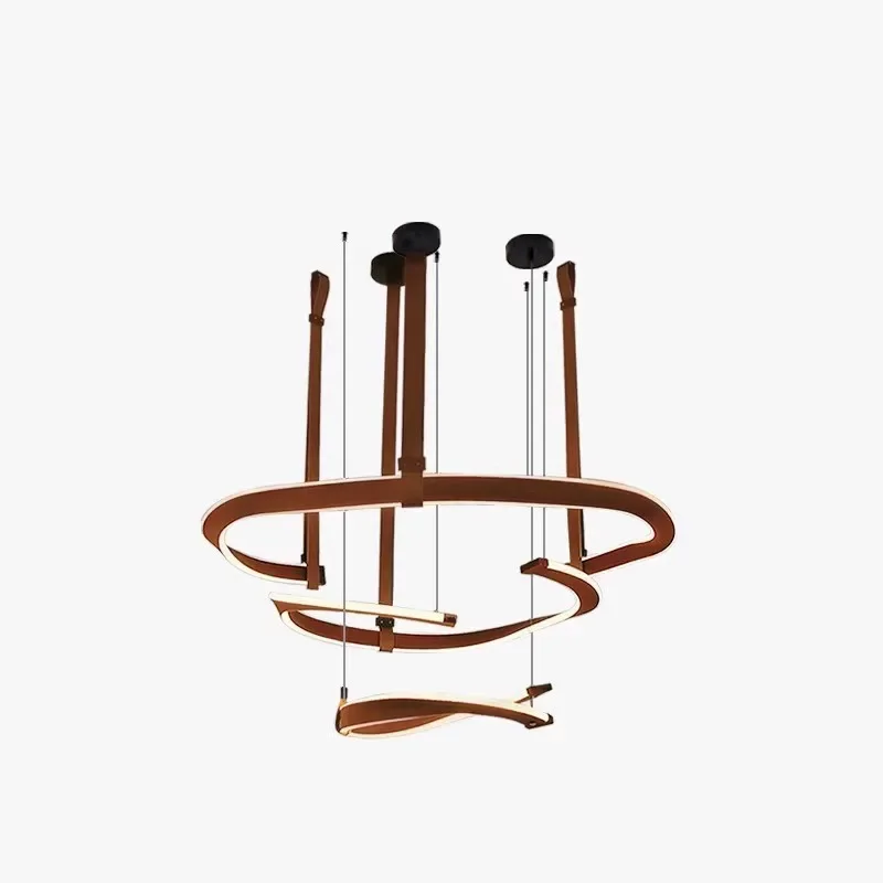 SANDYHA Modern Ceiling Chandeliers Home Decor Minimalist Leather Circular Shape Led Living Dining Room Bedroom Hanging Lightings