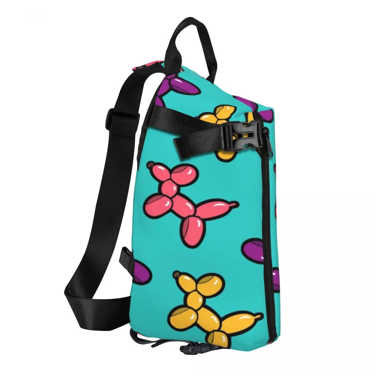 Balloon Animal Chest Bags Male Colorful Dogs Print Designer Shoulder Bag Fun School Small Bag Cycling Fishing Sling Bags