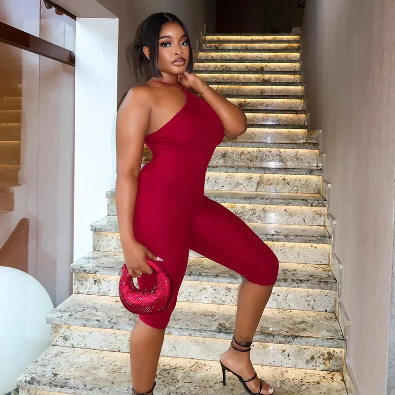 

Women Jumpsuits Sexy One Piece Sleeveless Halter Sling Overalls Mid Length Pants Rompers Y2k Streetwear Jumpsuit Work 2025