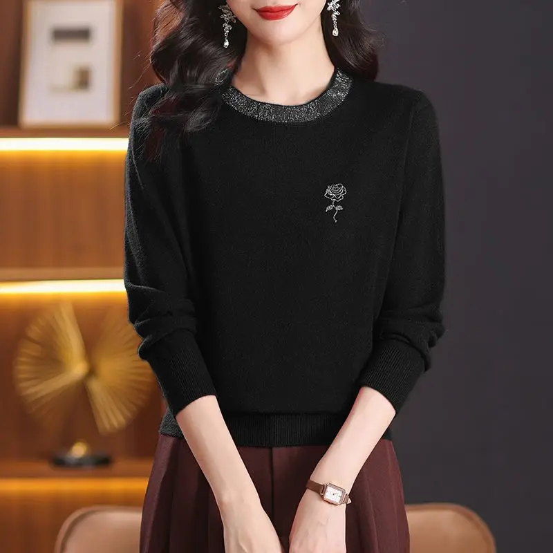 Новый женский свитер с круглым вырезом, свободный верх с внутренней частью, рубашка с тонким низом, короткий свитер