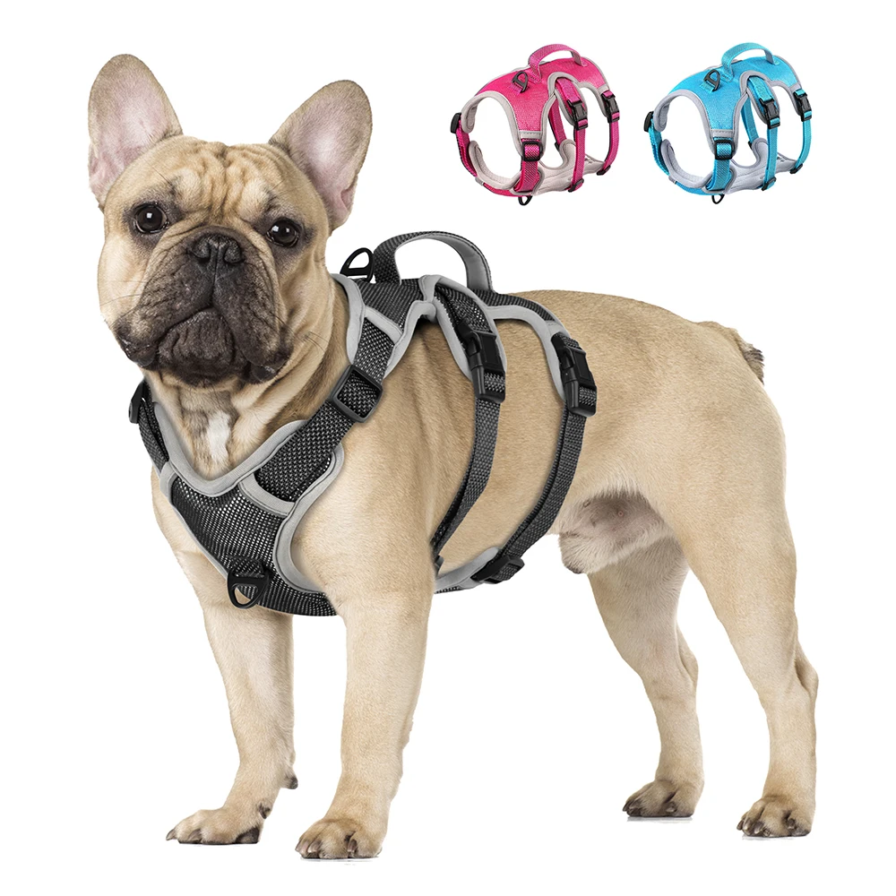 

Reflective Dog Harness Nylon Breathable Pet Harnesses Vest With Control Handle for Medium Large Dogs Pug Walking Training