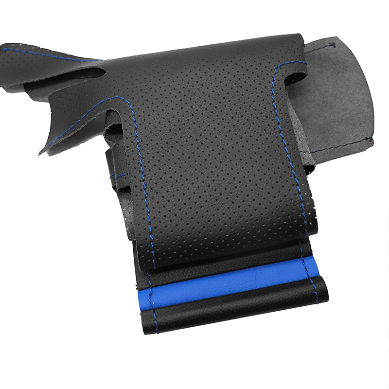 Car Steering Wheel Cover Leather Trim blue line blue strip For Fiat 500 500C 2013 2014 2015 For Abarth 595 595C 2009 2010 - 2016