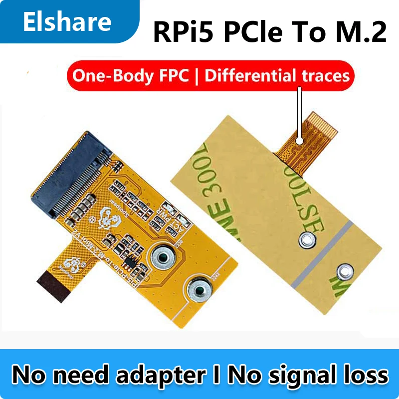 

Raspberry Pi 5 PCIe to M.2 NVMe SSD Mini V2 Active Cooler Fan Board FPC Pi5 2230 2242 One-Body & Differential Matching