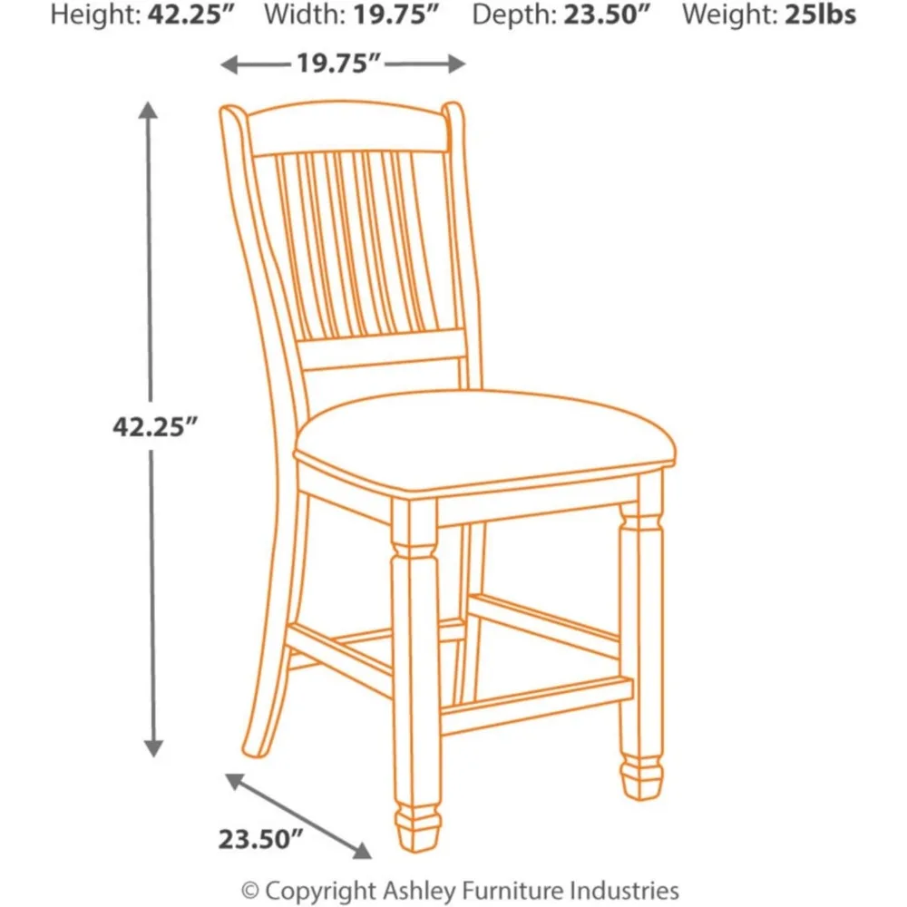 Bolanburg-Farmhouse Barstool, 2 Contagem Altura Contador, Antique Branco, 24"