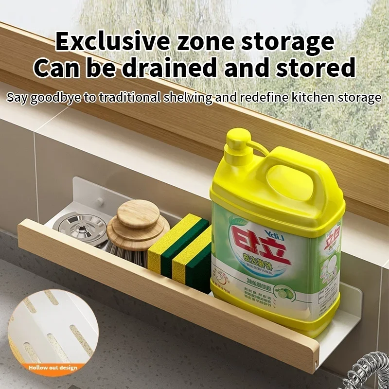 Kitchen Storage Rack, Wooden Seasoning Rack, Wall Mounted Seasoning Bottle And Jar Supplies