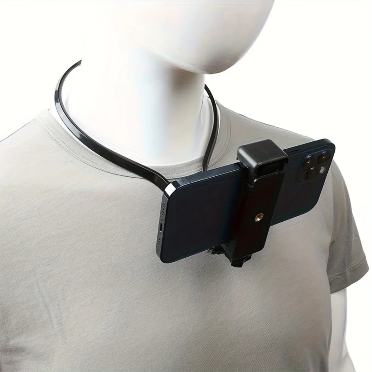 Hands-Free Neck-Mounted Phone Holder — Compatible with iPhone 15 Pro Max and GoPro; Ideal for Travel and Outdoor Photography