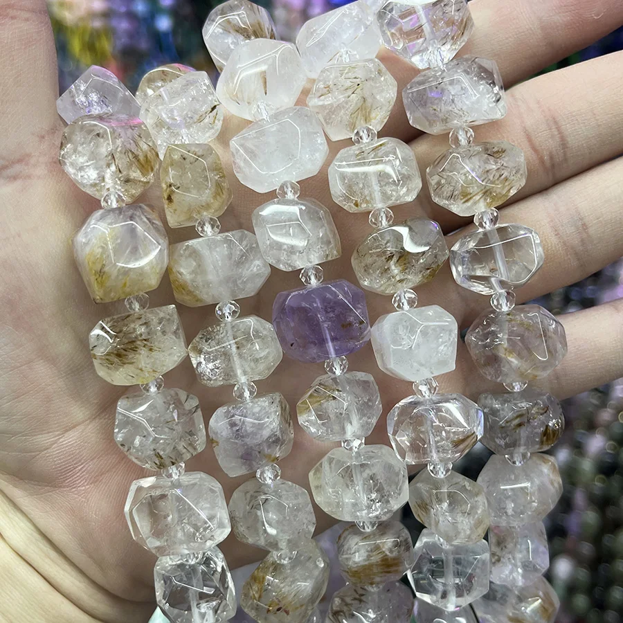 

Высокое качество натуральные куриные волосы кристалл ручной работы нерегулярные граненые свободные для изготовления ювелирных изделий DIY ожерелье браслет 15 ''13-18 мм