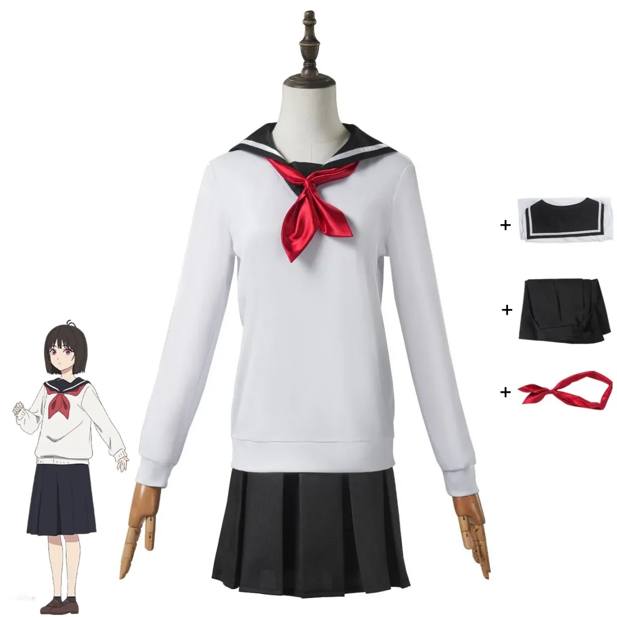 SHOSHIMIN Anime disfraz de Cosplay de oveja Yukina blanca, Tops de manga larga, uniforme escolar para mujer, encantador