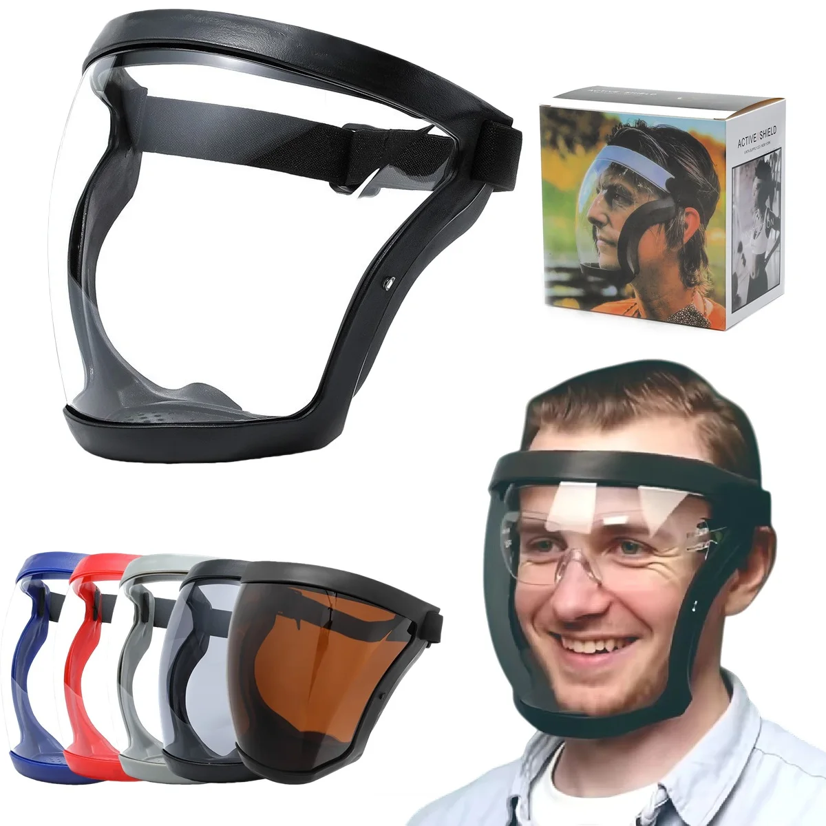 

Защитная маска высокой прозрачности, пыленепроницаемая/брызгозащищенная, полная защита лица, подходит для занятий спортом, езды на велосипеде, шлифовка/резка травы