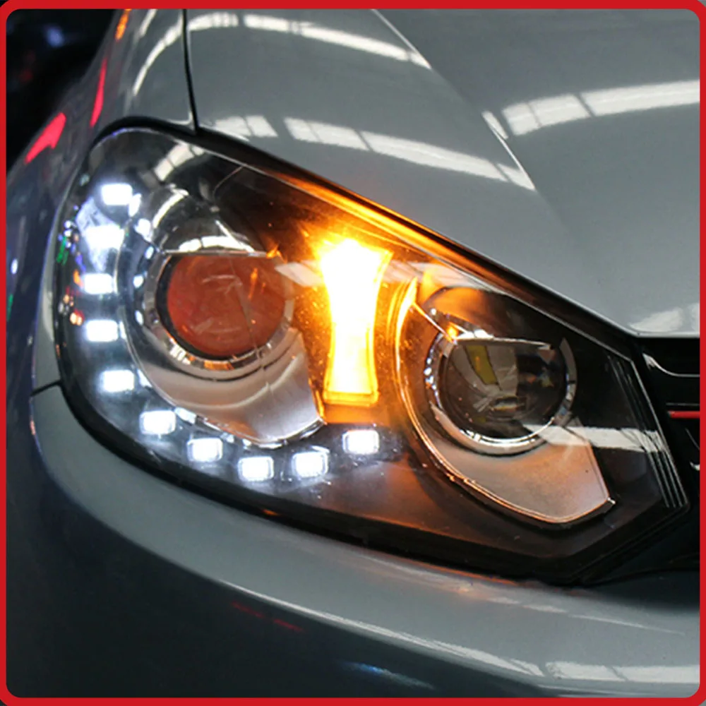 

Car Front Lamps For VW Golf 6 2009-2012 Headlights Assembly Upgrade 15 LED Beads High Quality Plug and Play R20 Style