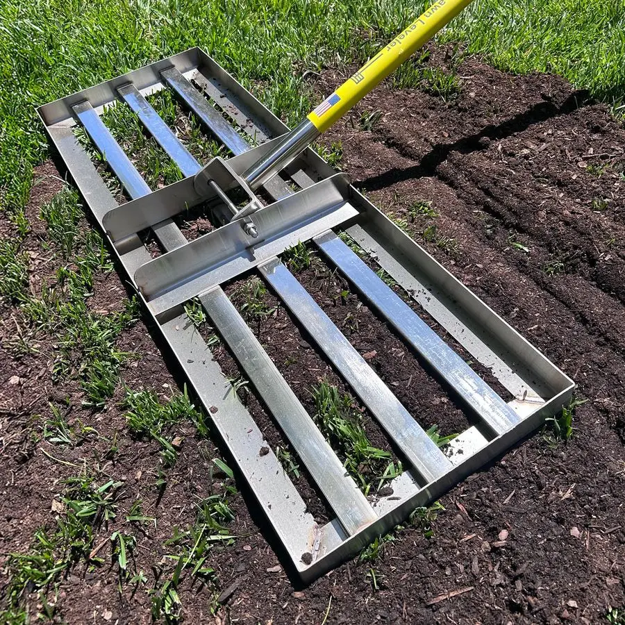 

Lawn Leveling Rake Levelawn Tool Level Soil or Dirt Ground Surfaces Easily 30 x 10 Ground Plate 78 Extra Long Handle Stainless S