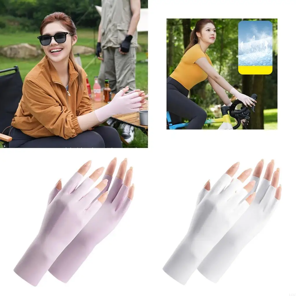 

L5YC Summer Sun Gloves With Half Fingertips Soft Breathable Ultraviolets Blocking