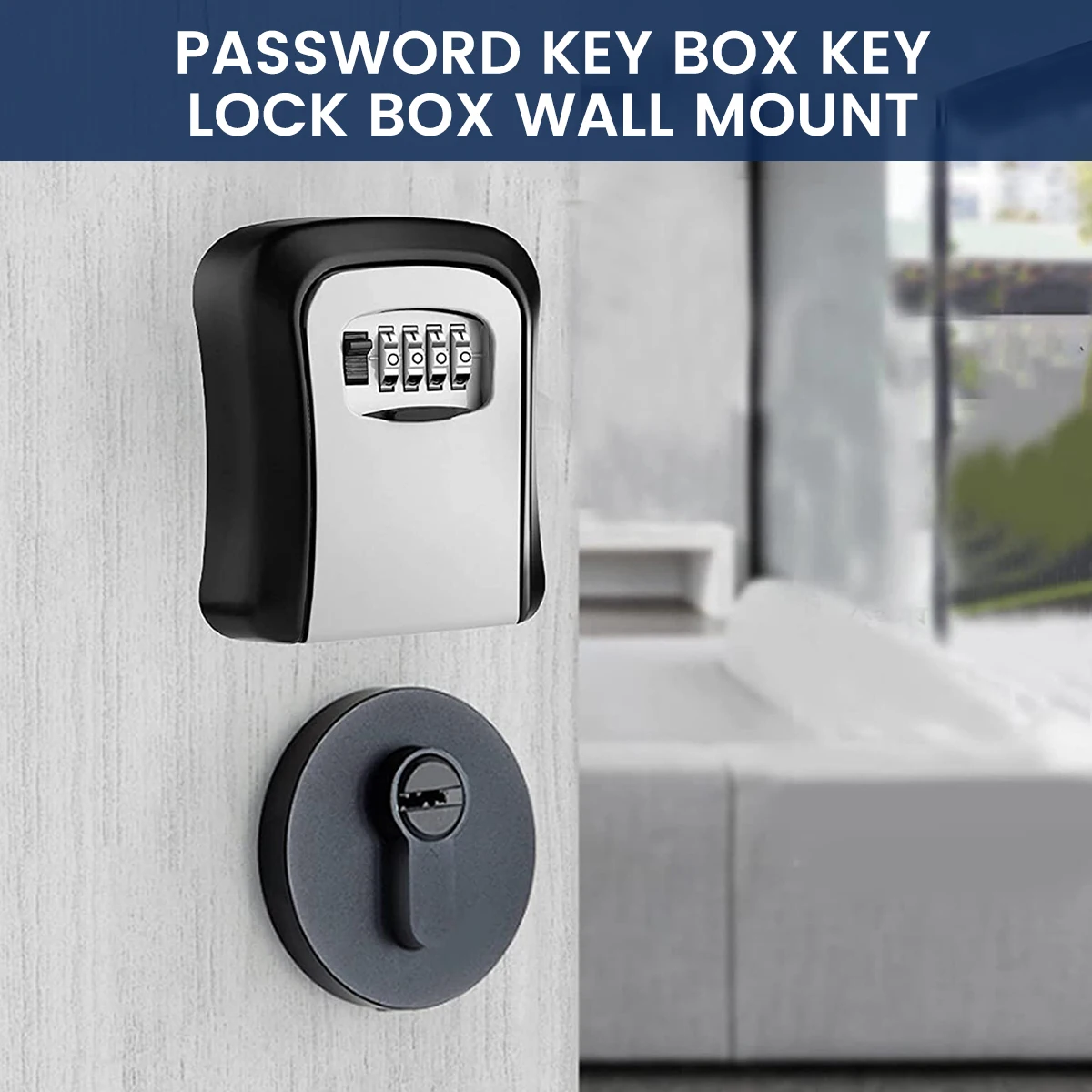 Wall-mounted Key Safe Lock Box 4 Digit Password Key Security Storage Lock Organizer With Mounting Kit for Home Office Outdoor