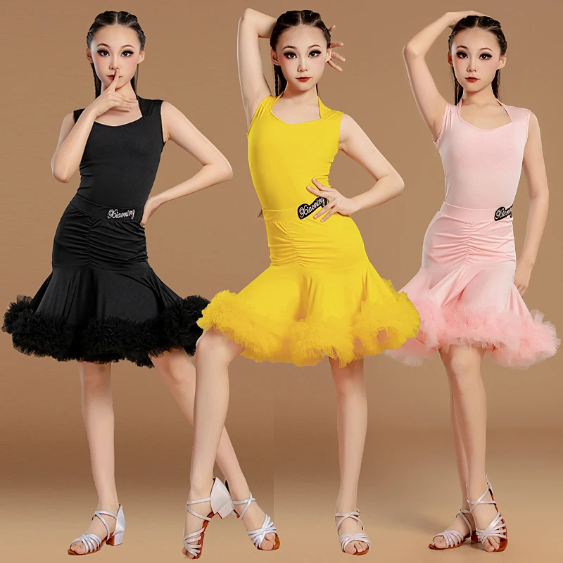 

2025 New Girls Latin Dance Practice Suit Summer Children's Professional Competition Performance Training Suit