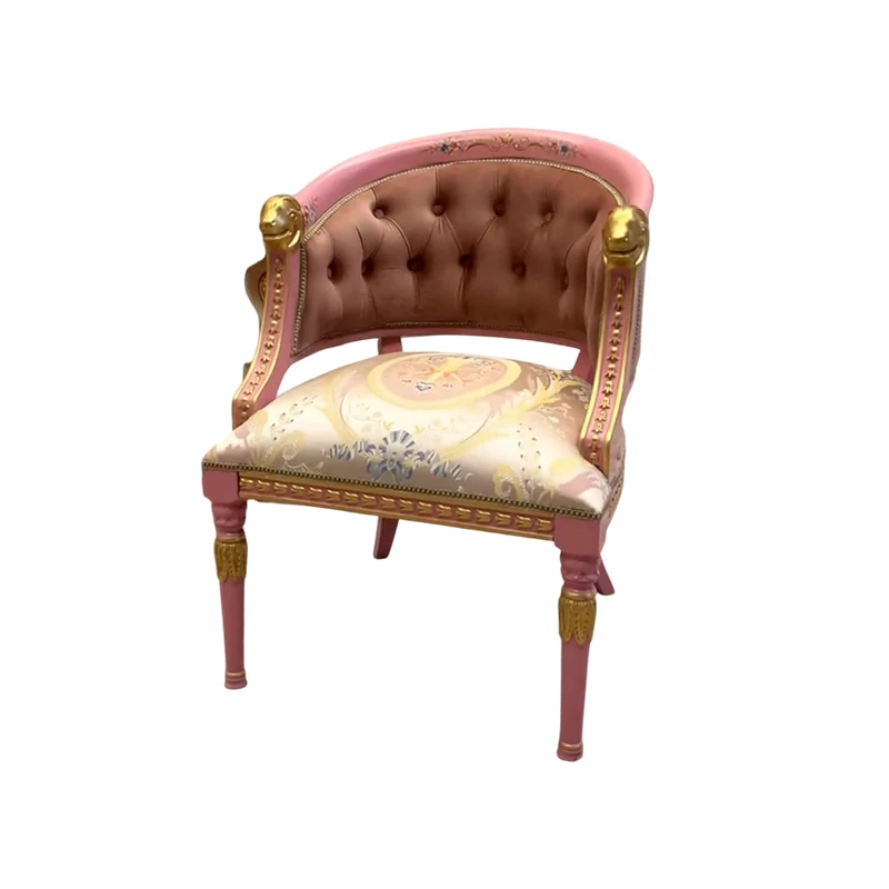 

Маленький диван в стиле ретро во французском романтическом стиле, круглый, несколько европейских стилей, вилла из цельного дерева, резьба по цвету, одиночный стул