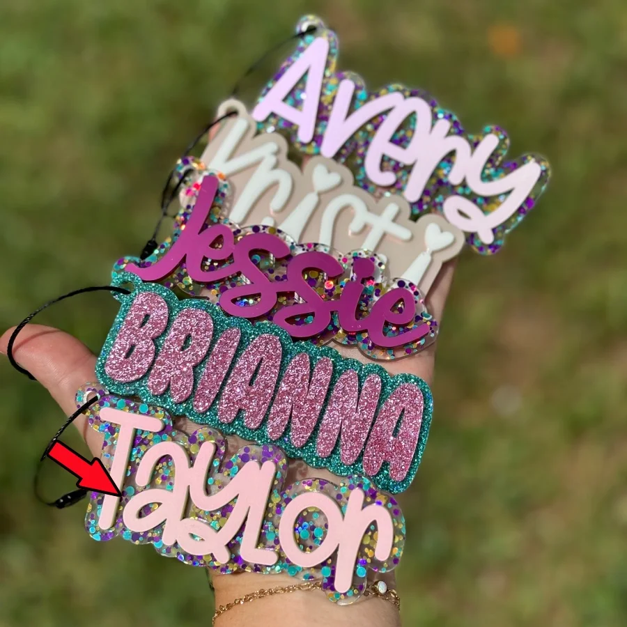 Personalized Custom Name Glitter Acrylic Keychain
