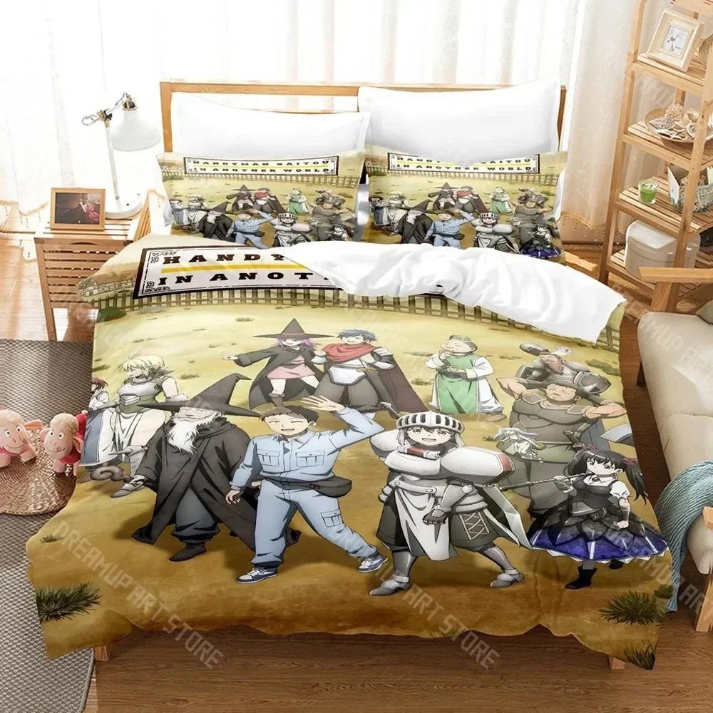 Exquisite 3D Print Handyman Saitou In Another World Bedding Set Cartoon Anime Three-piece Set Adult Kid Bedroom Duvetcover Sets