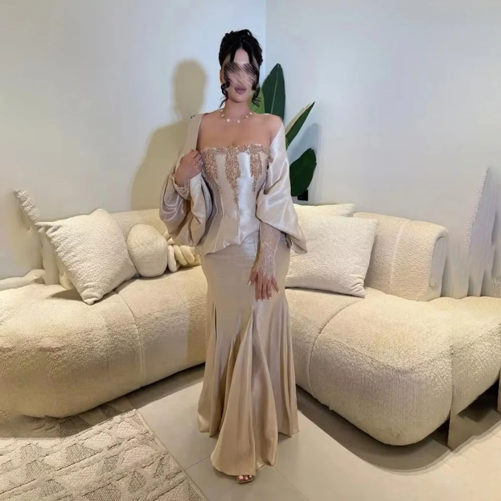 

Fashionable Romantic Prom Dress Charming Mermaid Beading evening dresses Floor Length Boat Neck Red Carpet Dress luxury 2025